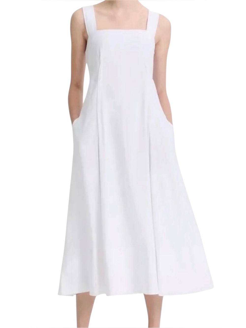 Vince Stretch Linen Sleeveless Cami Midi Dress, Size S